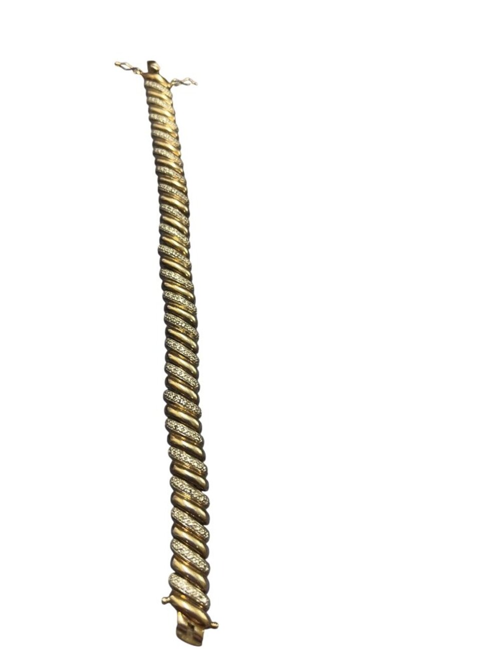 925 Sterling Silver CZ gold tone link 7.5" tennis bracelet SKU 10-081